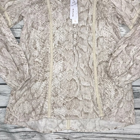 Anthropologie Mini Dress Tunic Coverup Camilla Snake Print Crochet Henley NEW M - Picture 10 of 16